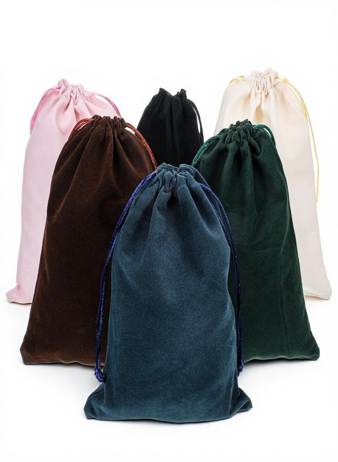 Qulkws 6 Pcs Gift Fabric Cloth Bag 7.8 x 6.2 inch 6 Colors Mixed Velvet Gift Bags Package Drawstring Pouch Soft Velvet Bag with Drawstrings Anti Tarnish Jewelry Velvets bags Dice Bages for Wedding Party - Image 1
